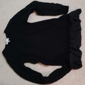 Super cute black sweater with lace trim